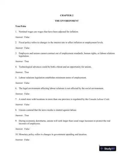 Labour Relations 4th Edition Test Bank - Page 9 preview image