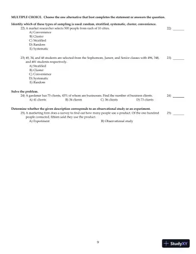 Test Bank For Elementary Statistics, 12th Edition - Page 10 preview image