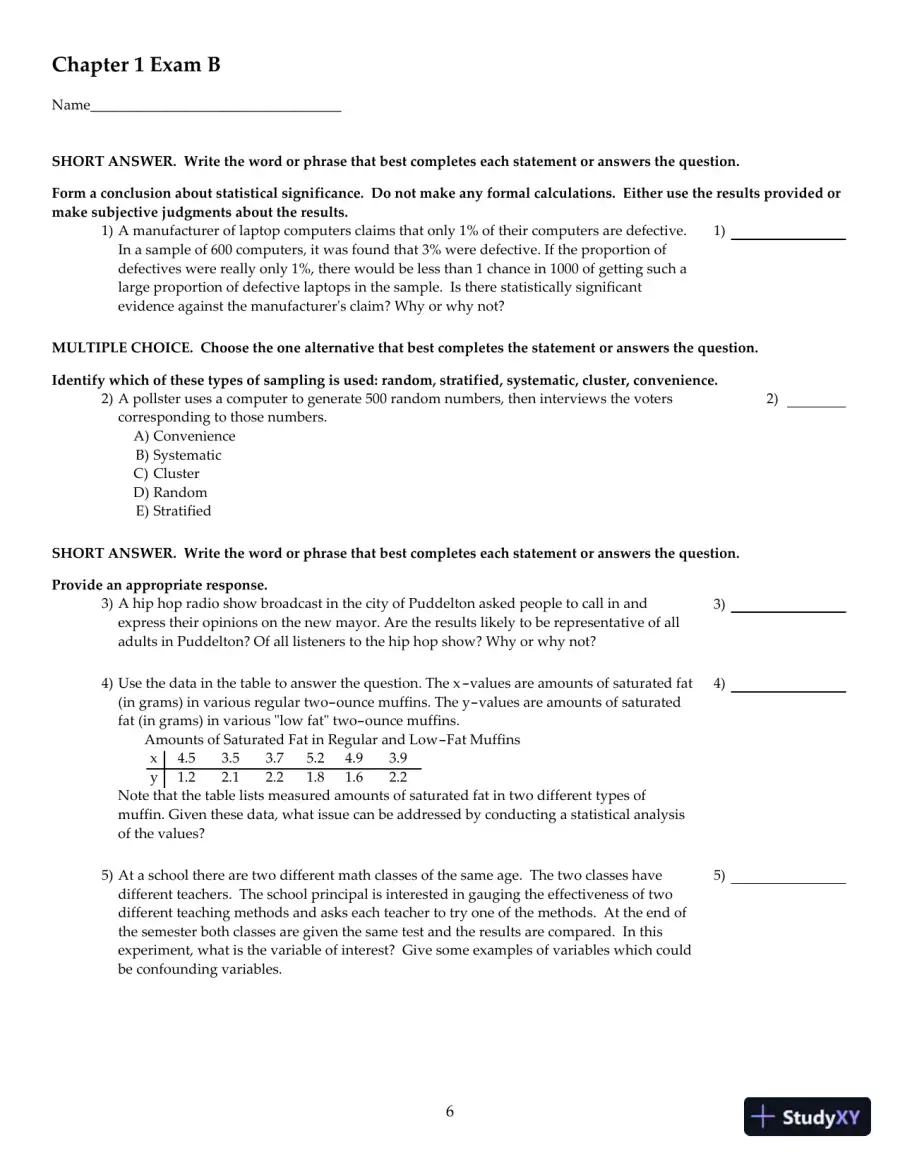Test Bank For Elementary Statistics, 12th Edition, page 7