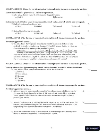 Test Bank For Elementary Statistics, 12th Edition - Page 8 preview image