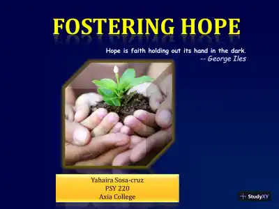 Fostering Hope: Hope Is Faith Holding Out Its Hand In The Dark - PSY 220, Axia College - Page 1 preview image