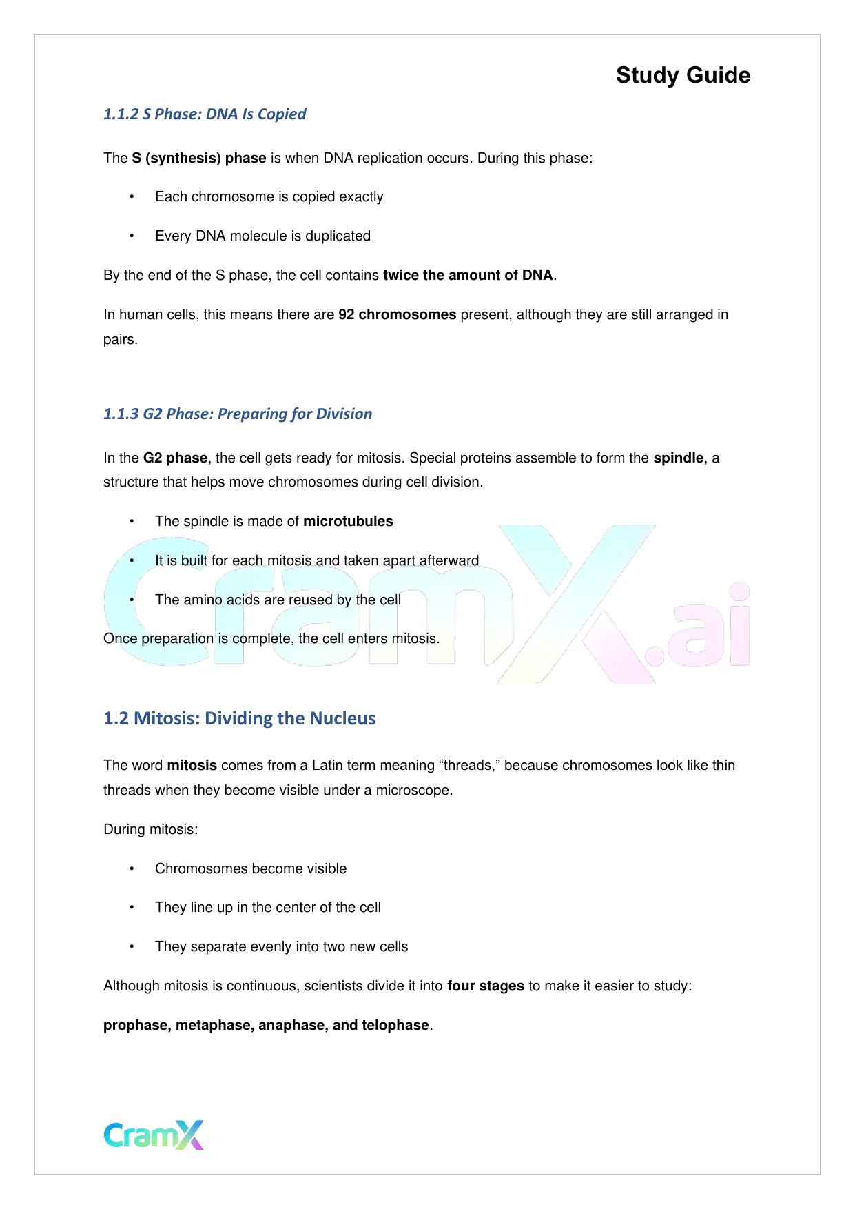 Biology - Mitosis and Cell Reproduction - Page 2 preview image