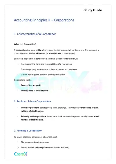 Accounting Principles II – Corporations - Page 1 preview image