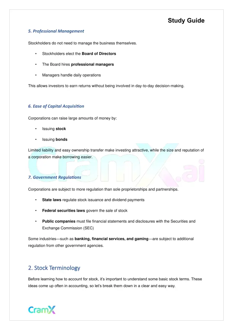 Accounting Principles II – Corporations, page 4