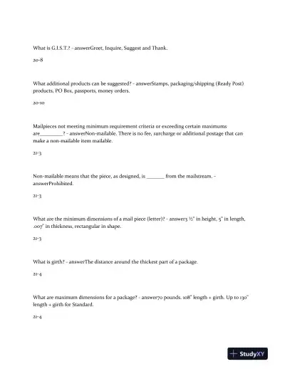 USPS Marketing Sales and Services Associate Training With Answers (147 Solved Questions) - Page 4 preview image