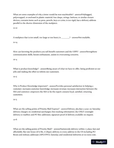 USPS Marketing Sales and Services Associate Training With Answers (147 Solved Questions) - Page 6 preview image