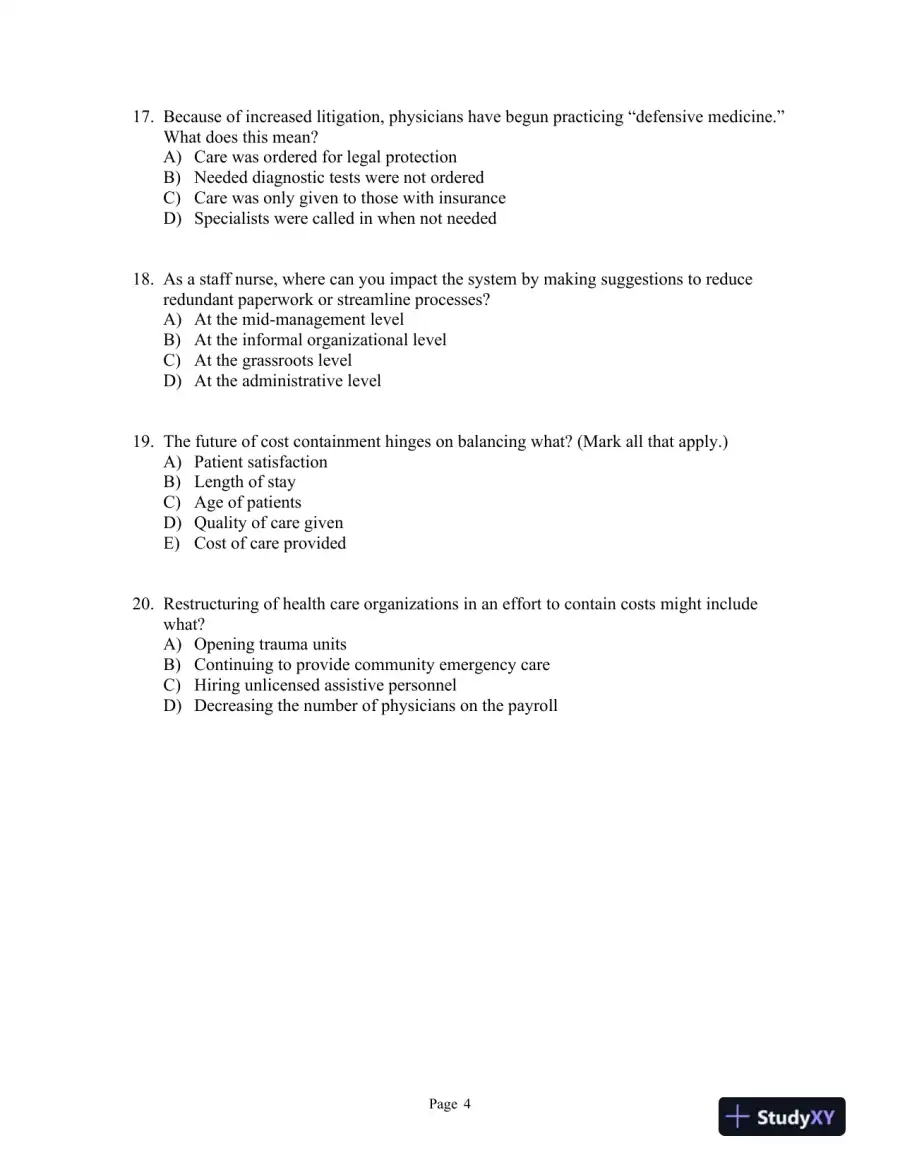 Managing and Coordinating Nursing Care Fifth Edition Test Bank, page 15