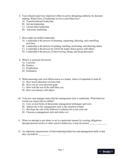 Managing and Coordinating Nursing Care Fifth Edition Test Bank - Page 3 preview image