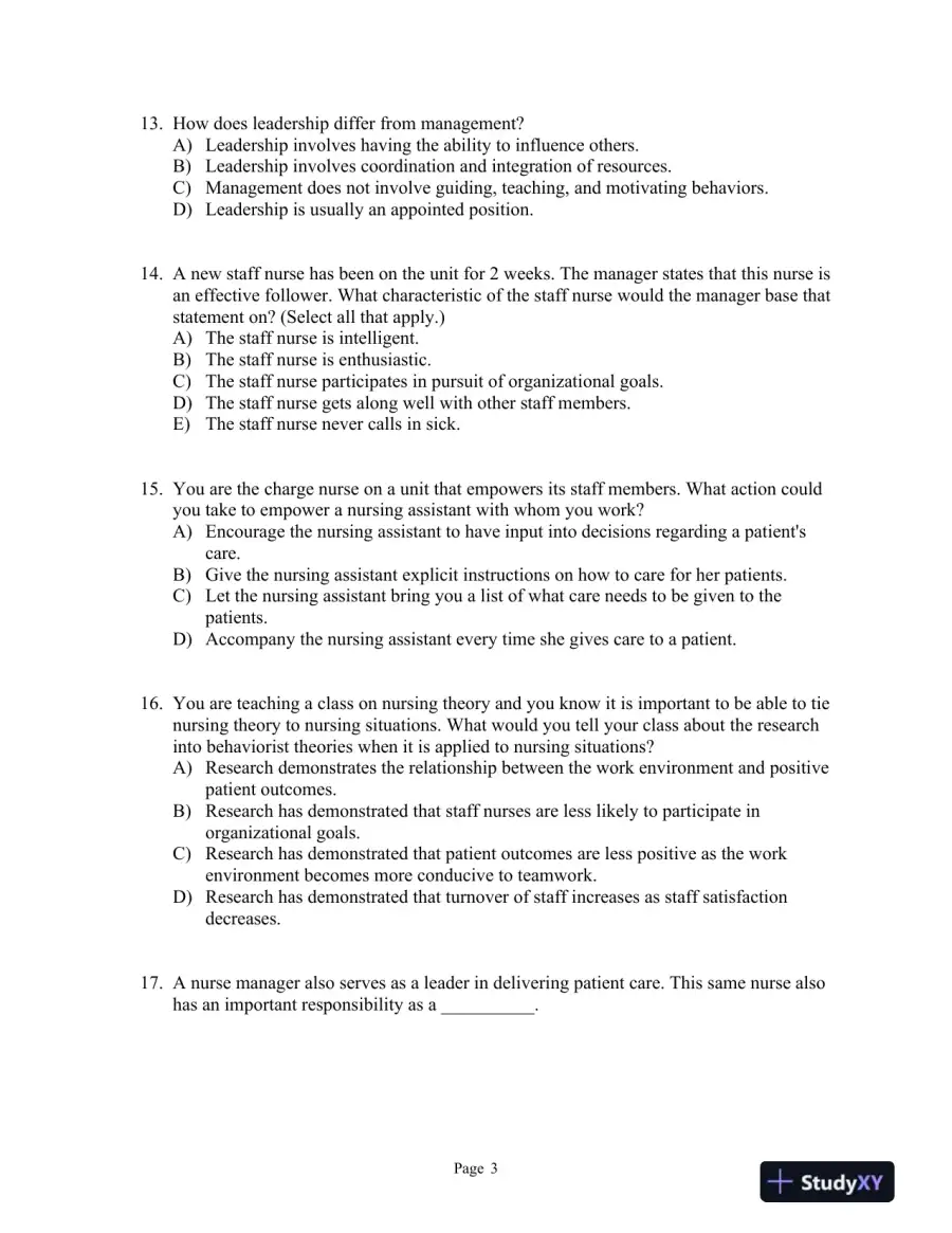 Managing and Coordinating Nursing Care Fifth Edition Test Bank, page 4