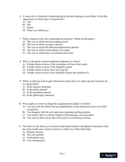Managing and Coordinating Nursing Care Fifth Edition Test Bank - Page 8 preview image