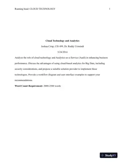 CIS 499 Cloud Technology and Analytics - Page 1 preview image