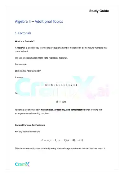 Algebra II – Additional Topics - Page 1 preview image