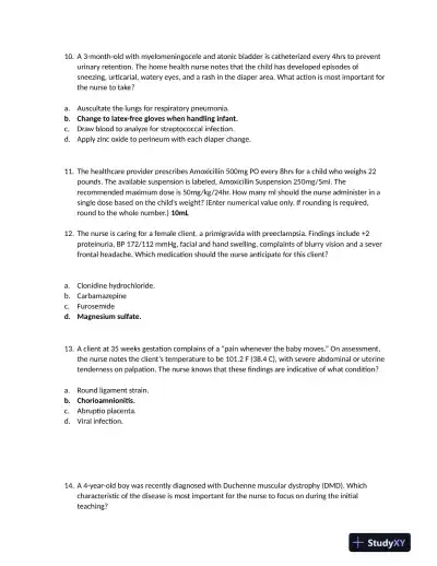 HESI Gurnick Academy Maternity Practice Exam With Answers (73 Solved Questions) - Page 5 preview image