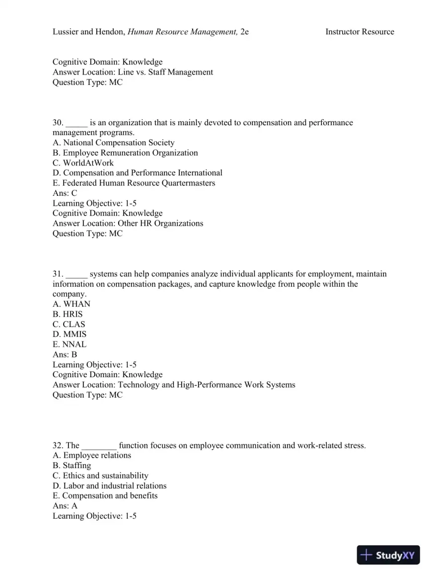 Human Resource Management: Functions, Applications, and Skill Development Second Edition Test Bank, page 11