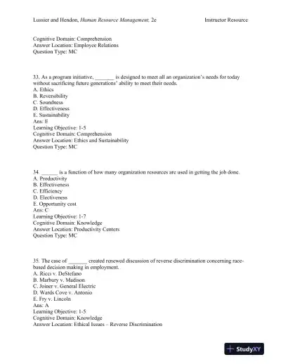 Human Resource Management: Functions, Applications, and Skill Development Second Edition Test Bank - Page 12 preview image