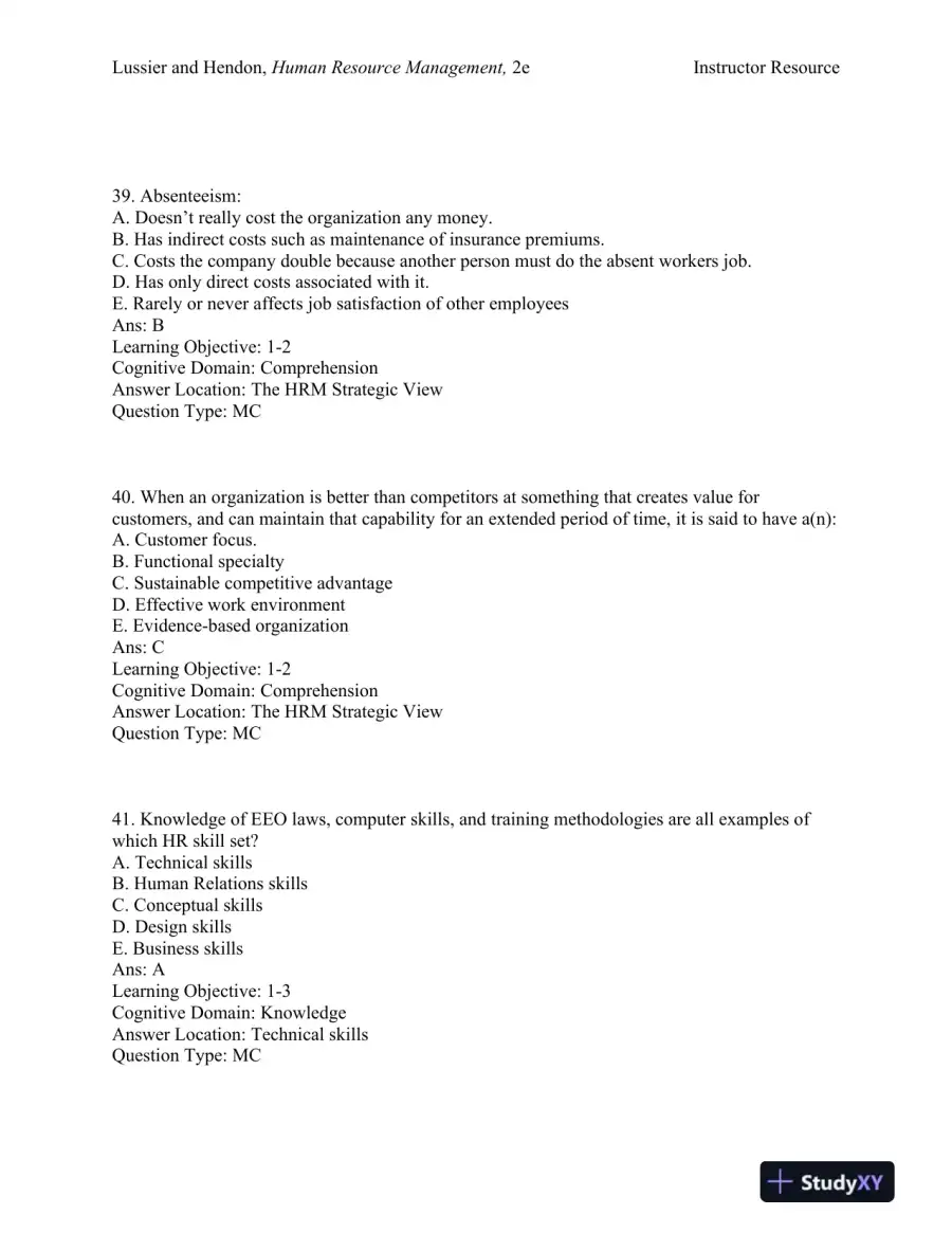 Human Resource Management: Functions, Applications, and Skill Development Second Edition Test Bank, page 14
