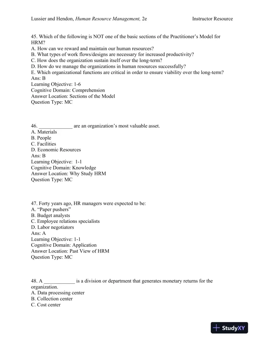 Human Resource Management: Functions, Applications, and Skill Development Second Edition Test Bank, page 16