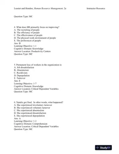 Human Resource Management: Functions, Applications, and Skill Development Second Edition Test Bank - Page 3 preview image