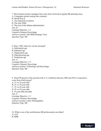 Human Resource Management: Functions, Applications, and Skill Development Second Edition Test Bank - Page 4 preview image