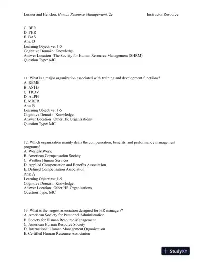 Human Resource Management: Functions, Applications, and Skill Development Second Edition Test Bank - Page 5 preview image