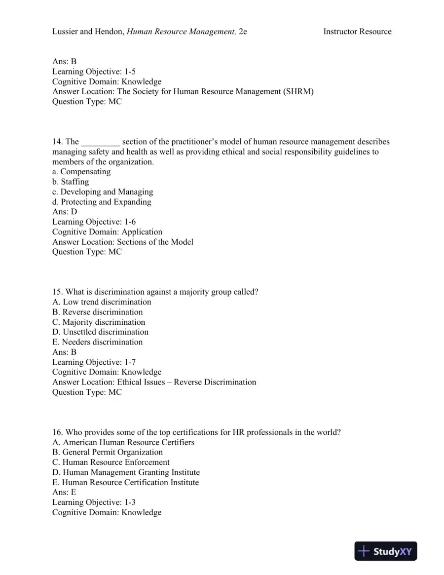 Human Resource Management: Functions, Applications, and Skill Development Second Edition Test Bank, page 6