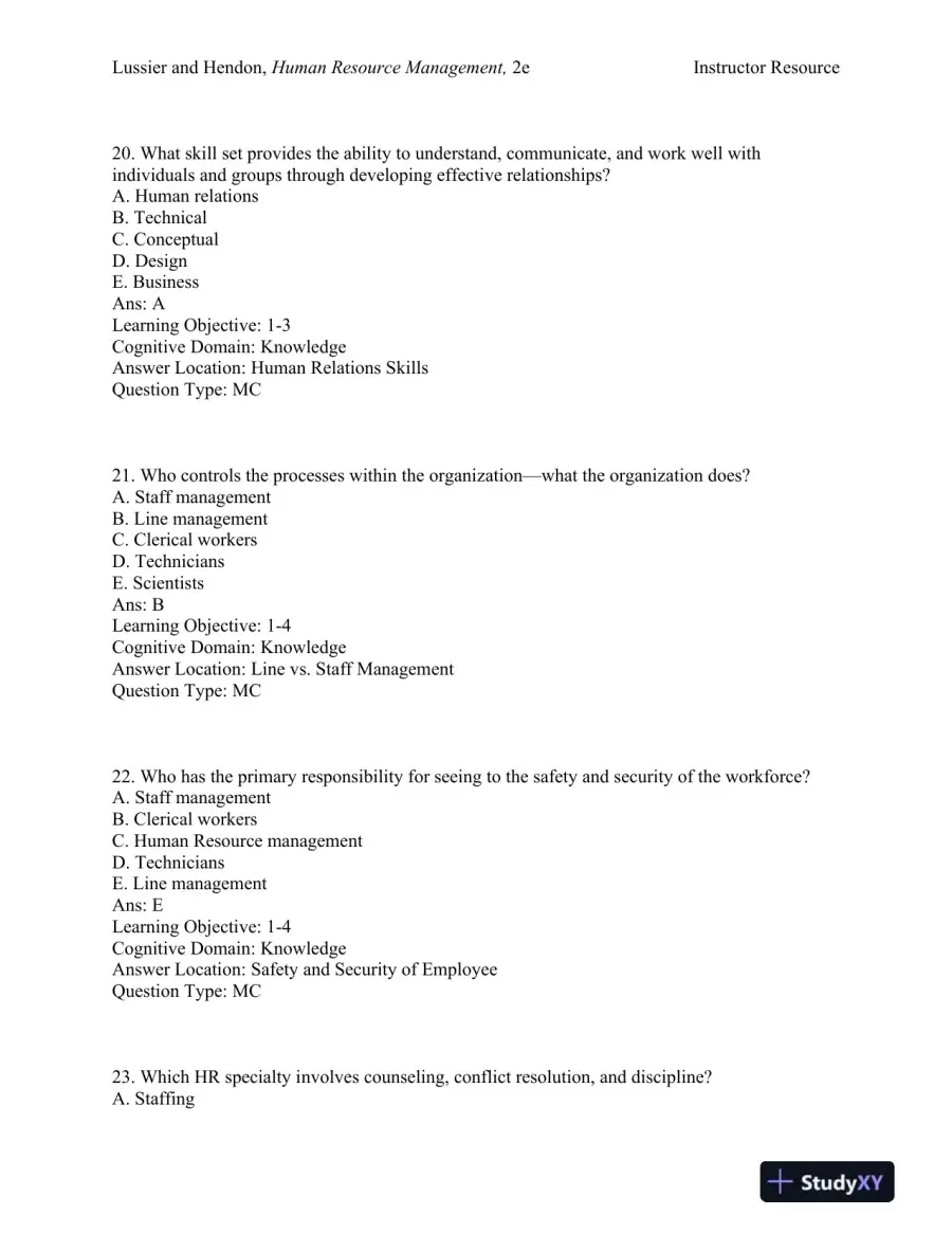 Human Resource Management: Functions, Applications, and Skill Development Second Edition Test Bank, page 8