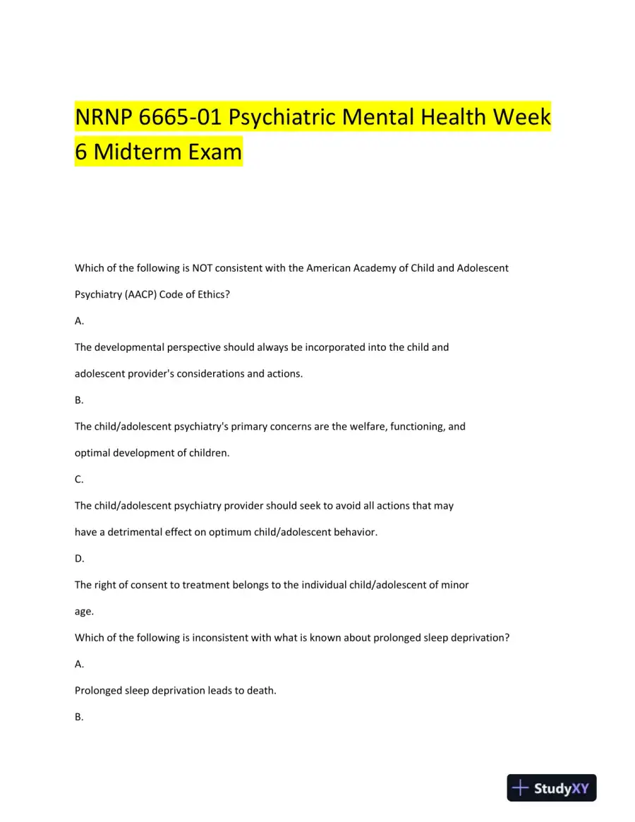 2022-2023 NRNP6665 Pshychology Mid Term Exam Week 6 With Answers (26 Solved Questions), page 3