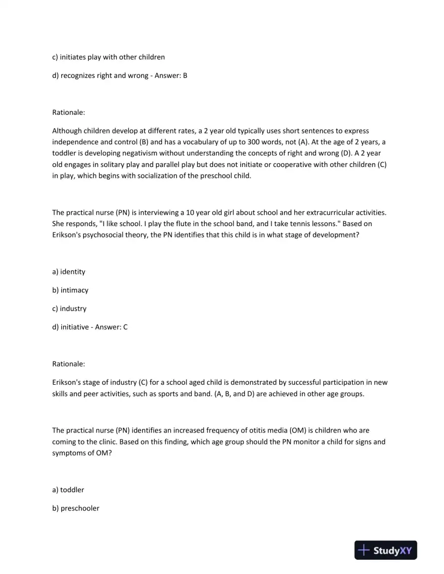 HESI PN Obstetrics, Maternity, Pediatrics Practice Exam With Answers (1000 Solved Questions), page 10