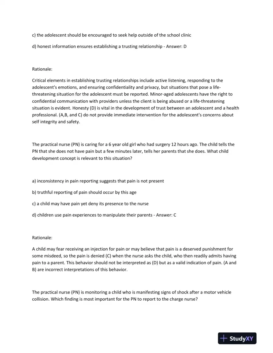HESI PN Obstetrics, Maternity, Pediatrics Practice Exam With Answers (1000 Solved Questions), page 13
