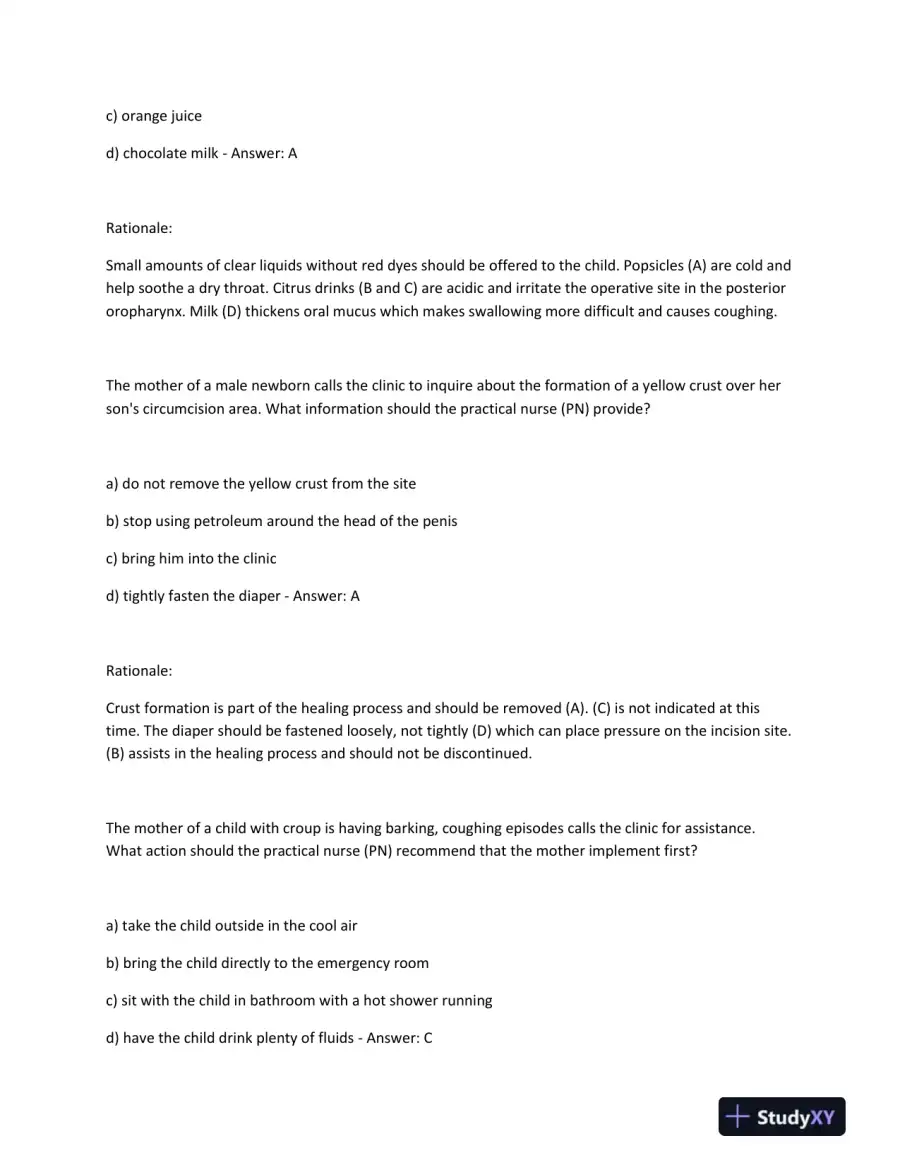HESI PN Obstetrics, Maternity, Pediatrics Practice Exam With Answers (1000 Solved Questions), page 8