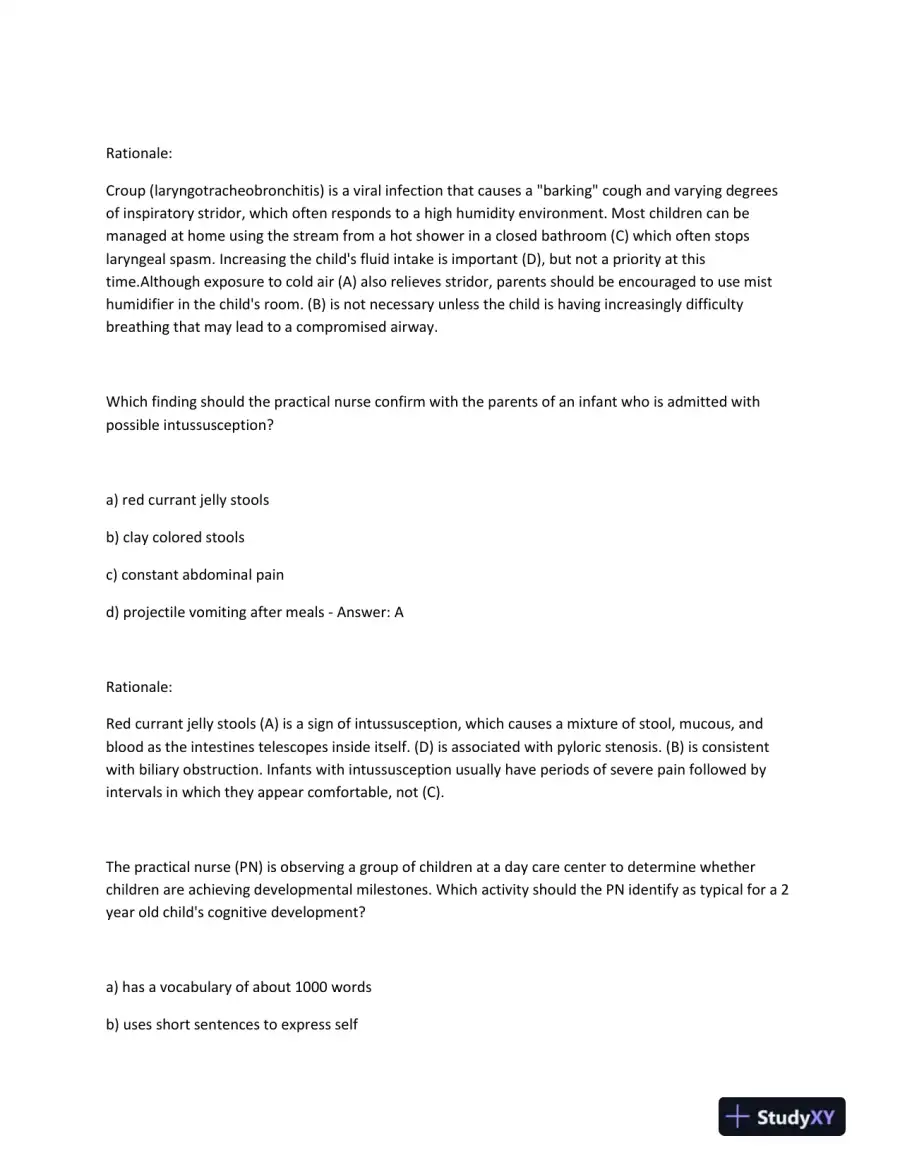 HESI PN Obstetrics, Maternity, Pediatrics Practice Exam With Answers (1000 Solved Questions), page 9