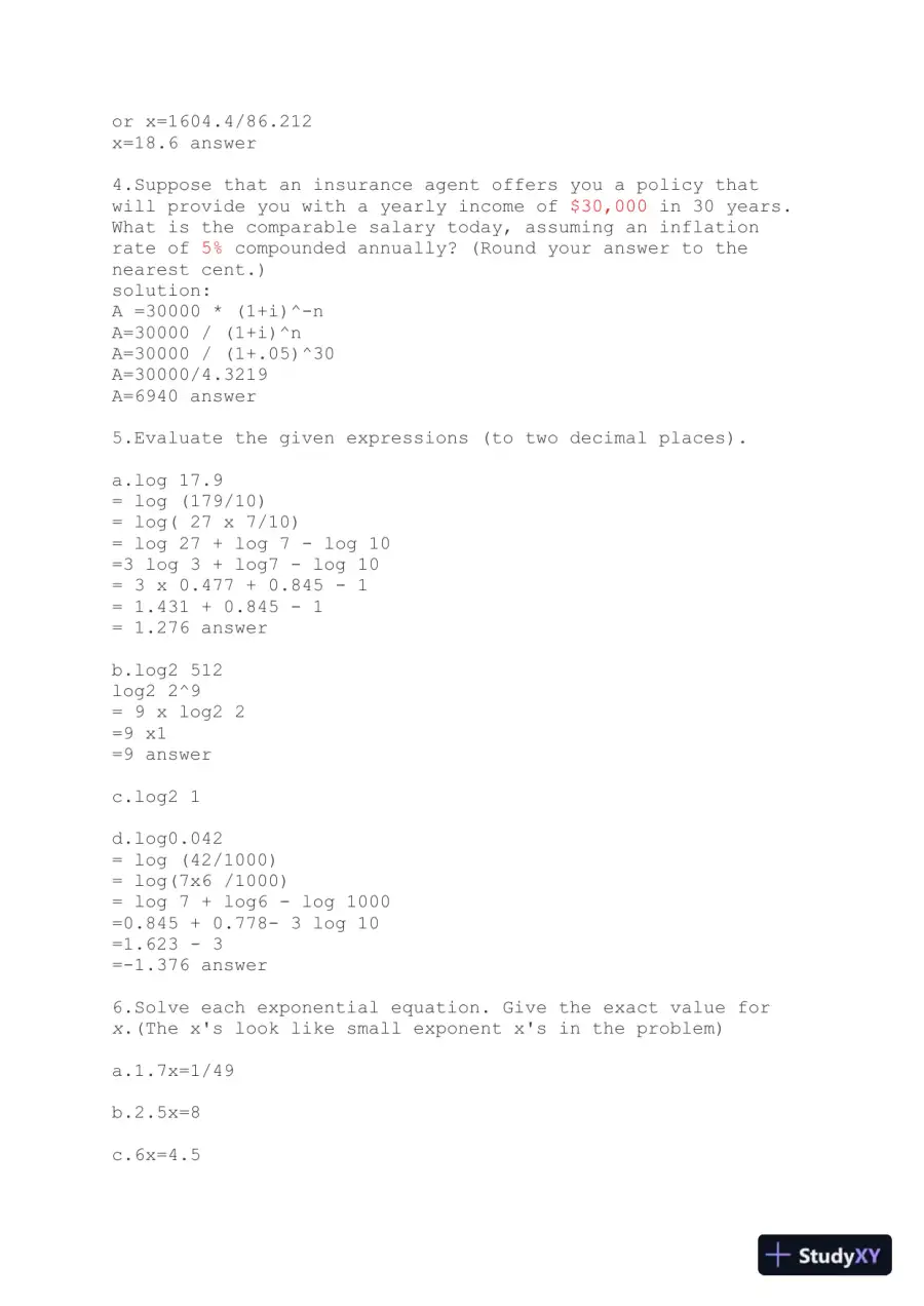 Mathematical Problem Solving: Applications of Percentages, Logarithms, Permutations, and Financial Formulas, page 3