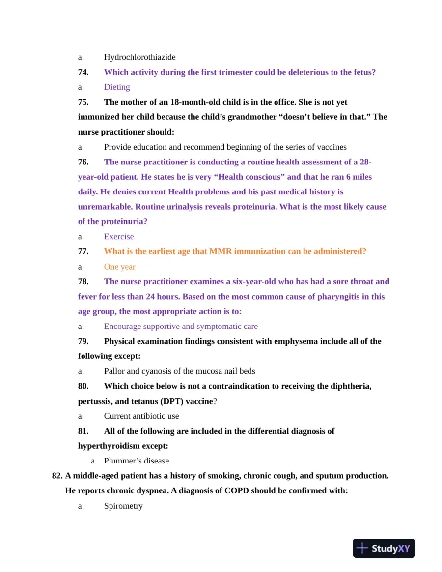 NR603 Health Assessment APEA Predictor Exam Review Questions Week 4 With Answers (620 Solved Questions), page 10