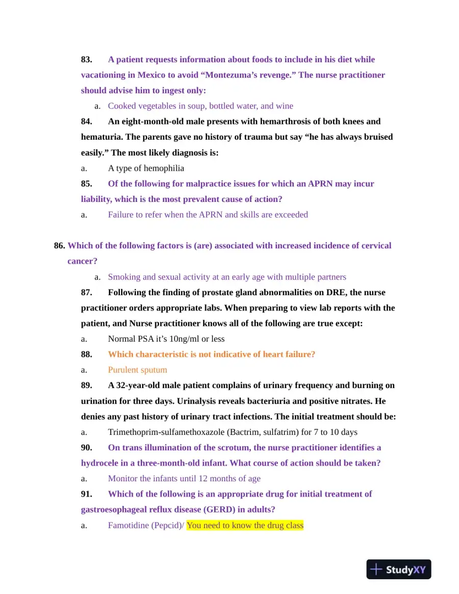 NR603 Health Assessment APEA Predictor Exam Review Questions Week 4 With Answers (620 Solved Questions), page 11