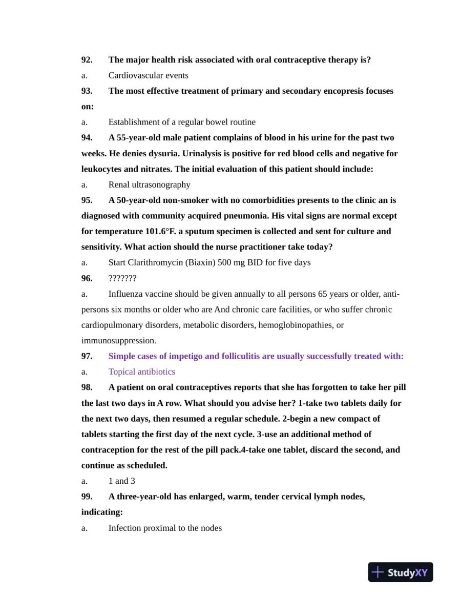 NR603 Health Assessment APEA Predictor Exam Review Questions Week 4 With Answers (620 Solved Questions), page 12