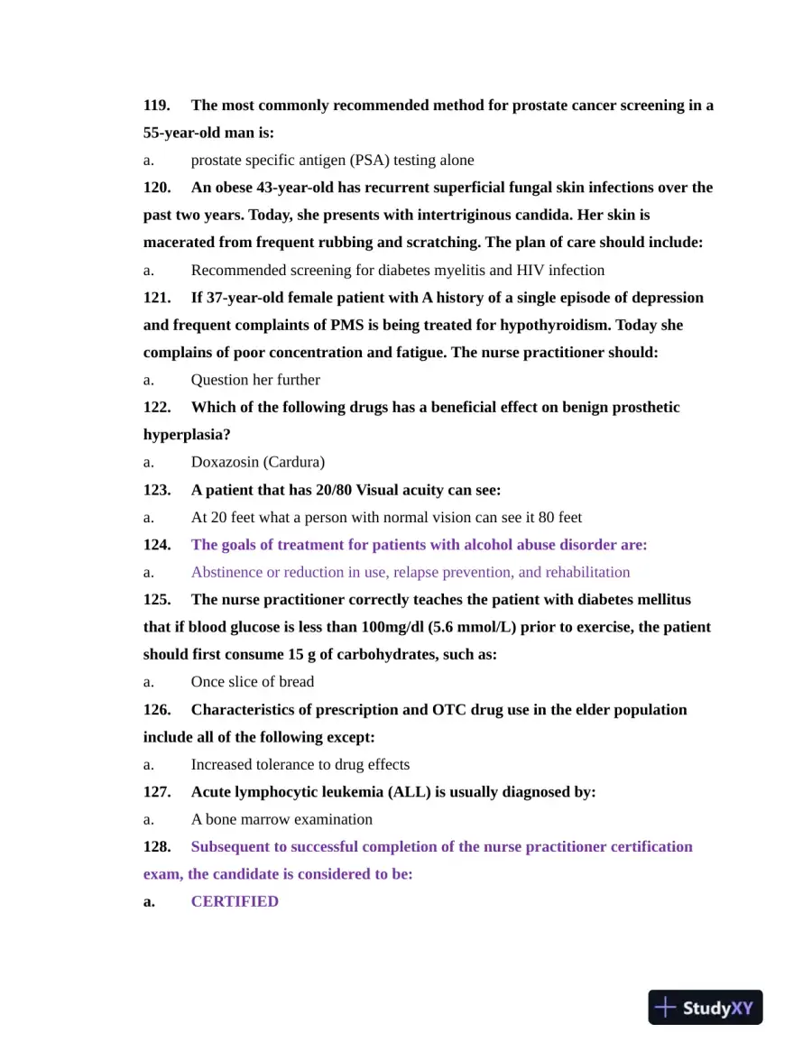NR603 Health Assessment APEA Predictor Exam Review Questions Week 4 With Answers (620 Solved Questions), page 15