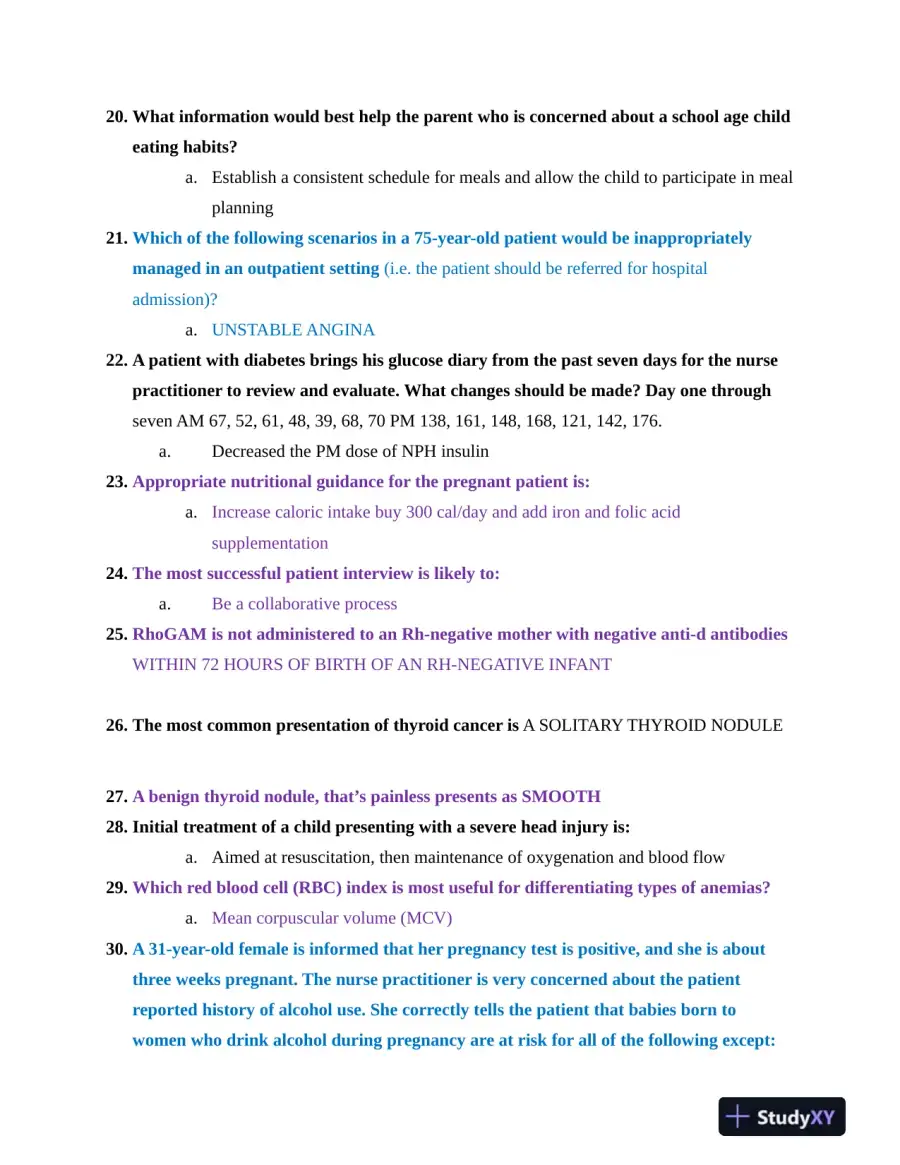 NR603 Health Assessment APEA Predictor Exam Review Questions Week 4 With Answers (620 Solved Questions), page 4