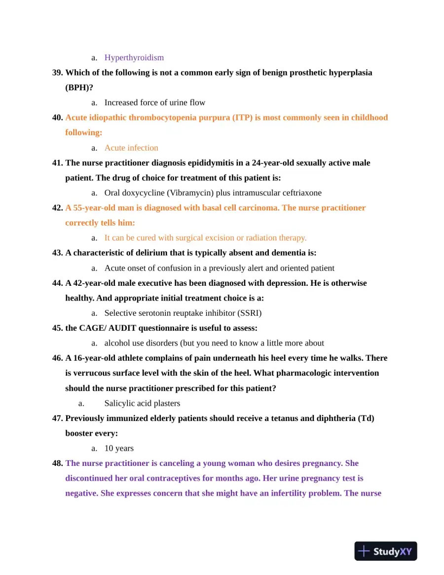 NR603 Health Assessment APEA Predictor Exam Review Questions Week 4 With Answers (620 Solved Questions), page 6