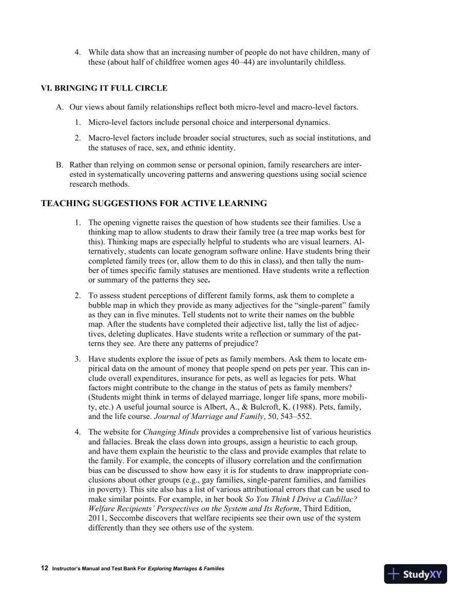 Class Notes for Exploring Marriages and Families, 3rd Edition, page 15