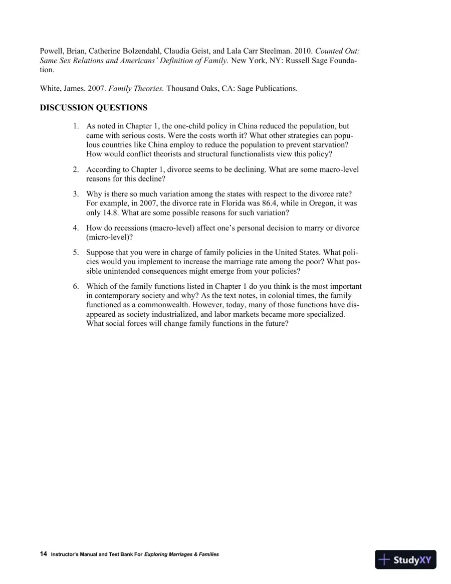 Class Notes for Exploring Marriages and Families, 3rd Edition, page 17