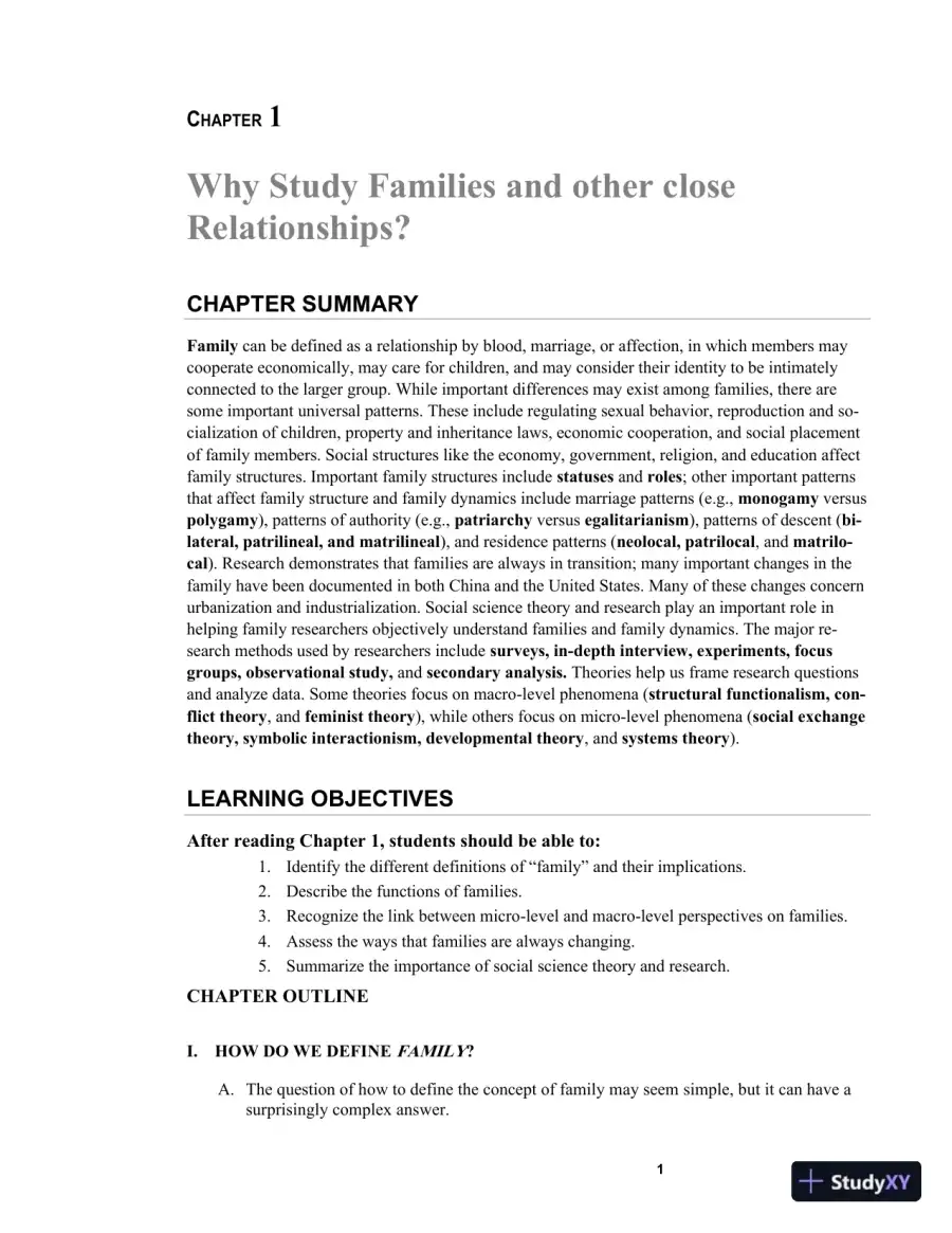 Class Notes for Exploring Marriages and Families, 3rd Edition, page 4