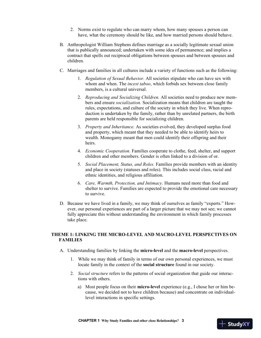 Class Notes for Exploring Marriages and Families, 3rd Edition, page 6