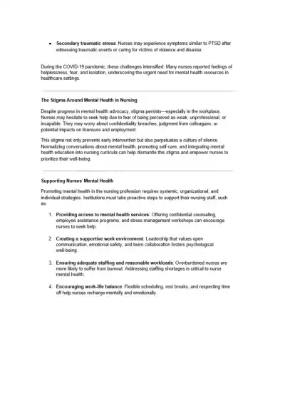 Mental Health in Nursing Awareness, Support, and R - Page 2 preview image