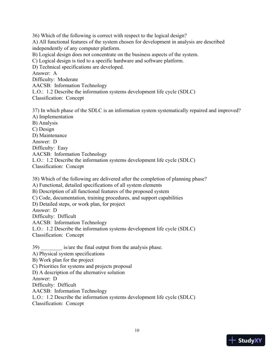 Test Bank for Modern Systems Analysis And Design, 9th Edition, page 12