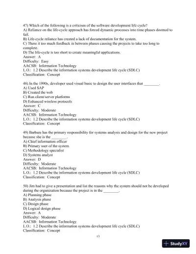 Test Bank for Modern Systems Analysis And Design, 9th Edition - Page 15 preview image
