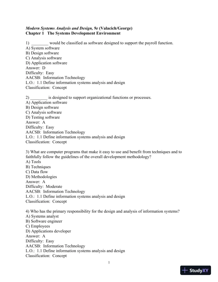 Test Bank for Modern Systems Analysis And Design, 9th Edition, page 3