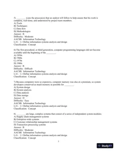 Test Bank for Modern Systems Analysis And Design, 9th Edition - Page 4 preview image