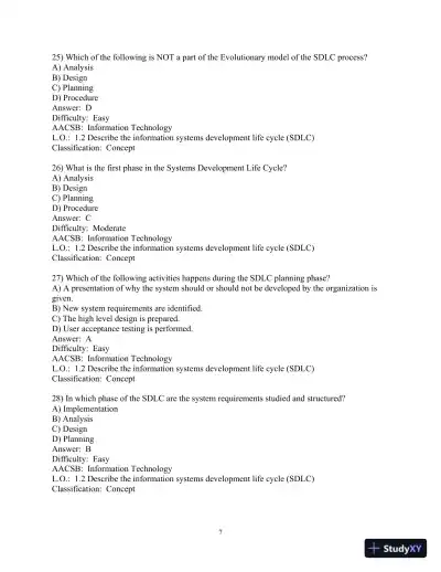 Test Bank for Modern Systems Analysis And Design, 9th Edition - Page 9 preview image