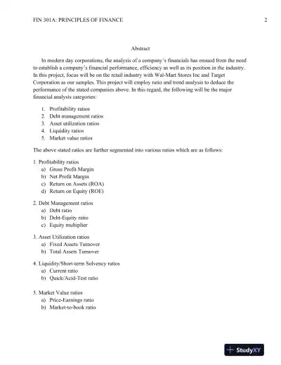 FIN 301A: Principles of Finance Research Project - Page 3 preview image