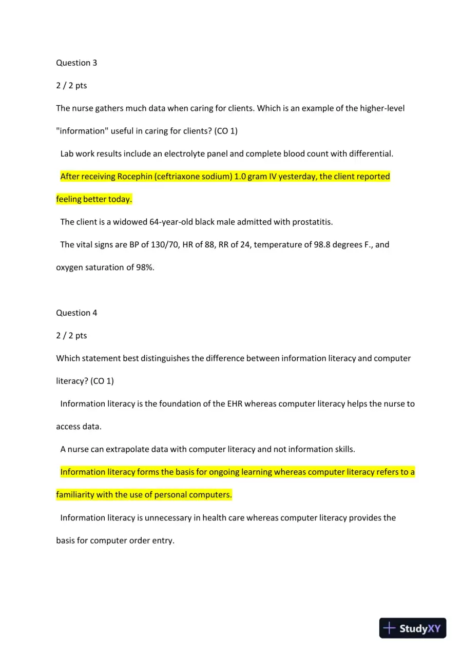 NR599 Nursing Informatics Final Exam With Answers (15 Solved Questions), page 3